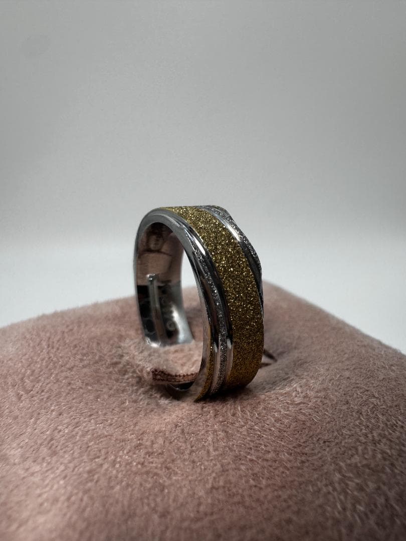 日本製K18ホワイトゴールド ゴールドグリッターリング19号