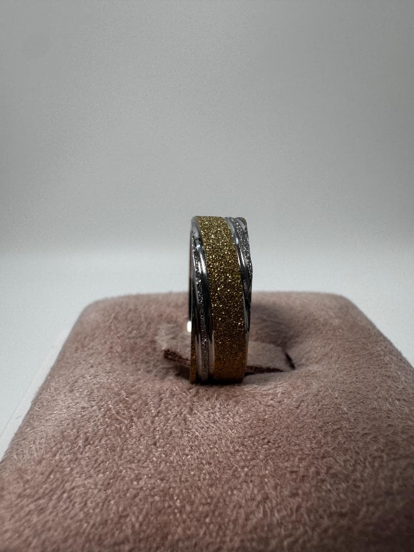 日本製K18ホワイトゴールド ゴールドグリッターリング19号