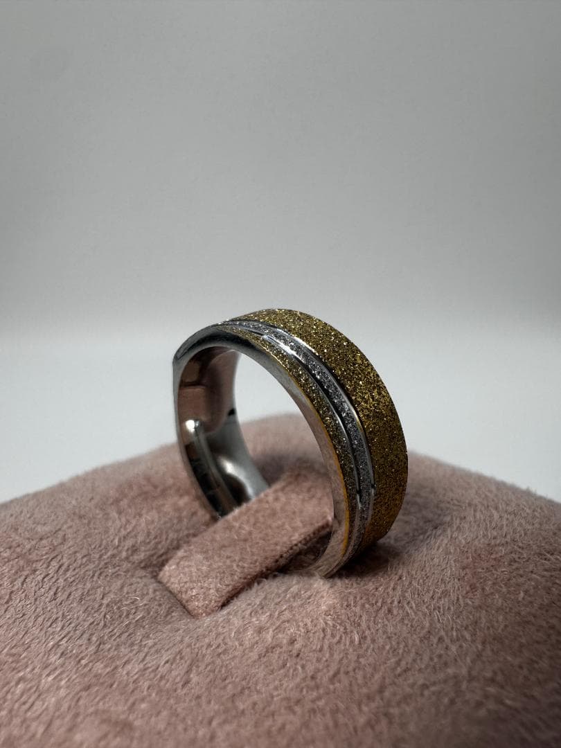 日本製K18ホワイトゴールド ゴールドグリッターリング19号