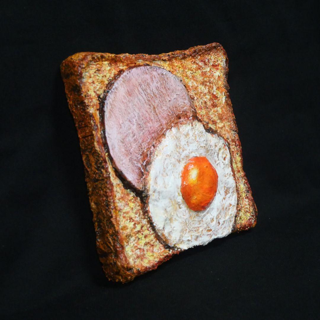 油絵 油彩 油彩画 絵 絵画 【ハムエッグトースト】