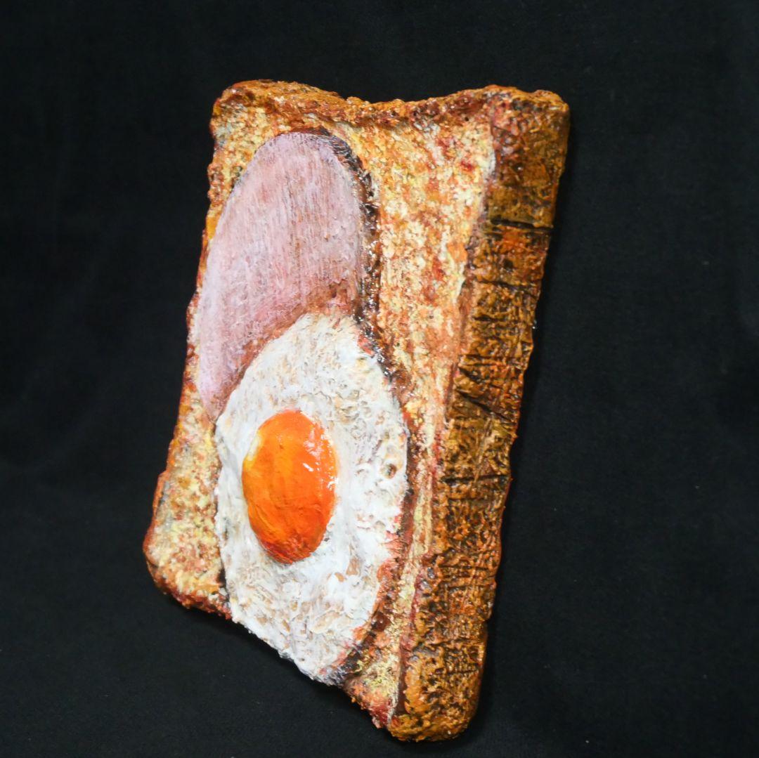 油絵 油彩 油彩画 絵 絵画 【ハムエッグトースト】