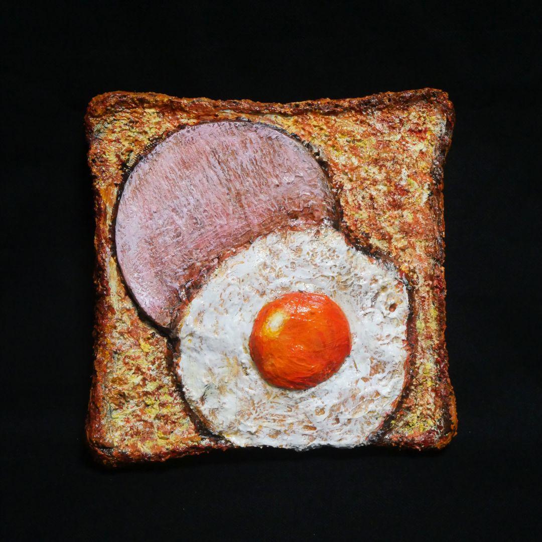 油絵 油彩 油彩画 絵 絵画 【ハムエッグトースト】