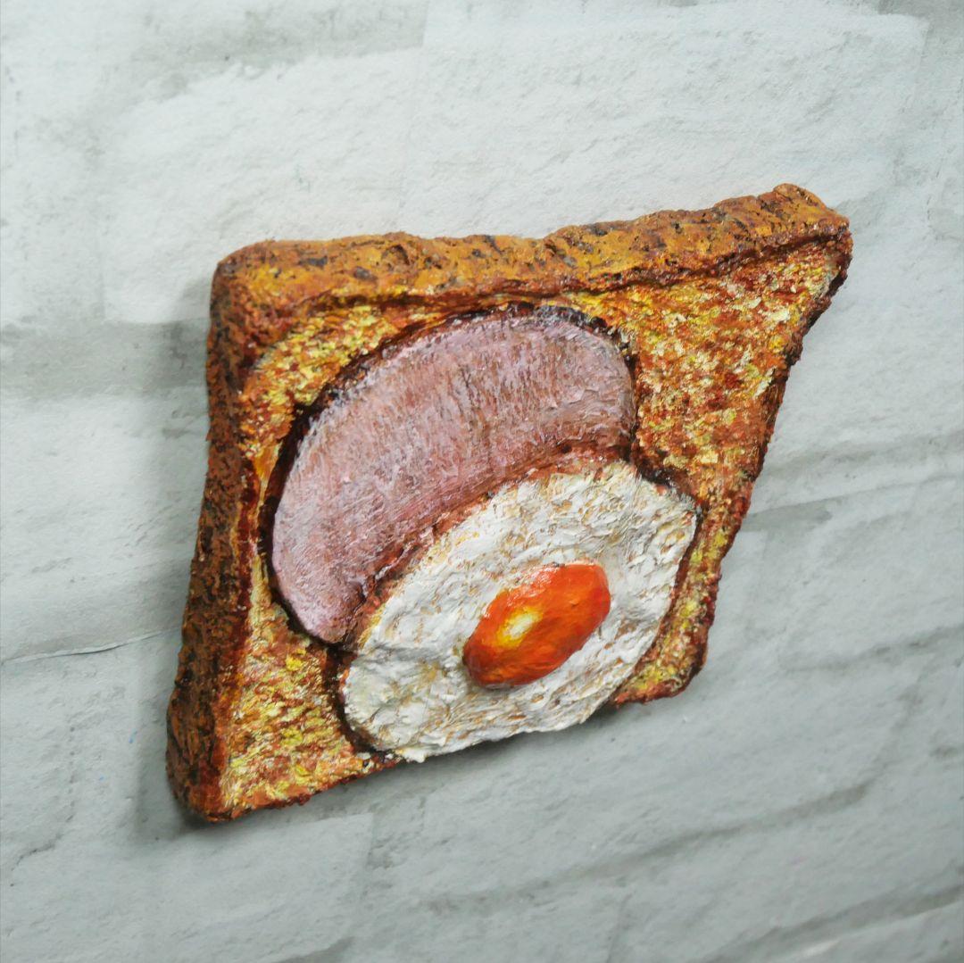 油絵 油彩 油彩画 絵 絵画 【ハムエッグトースト】