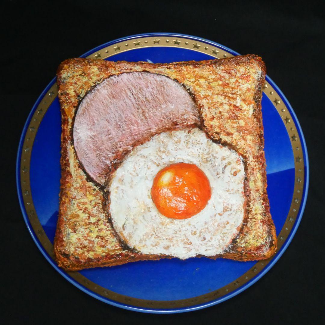 油絵 油彩 油彩画 絵 絵画 【ハムエッグトースト】