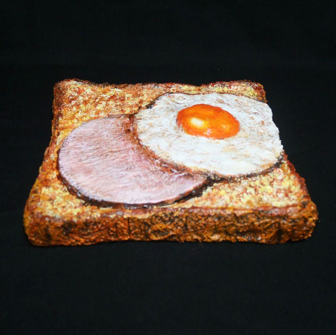 油絵 油彩 油彩画 絵 絵画 【ハムエッグトースト】