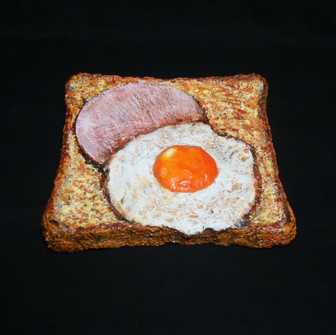 油絵 油彩 油彩画 絵 絵画 【ハムエッグトースト】