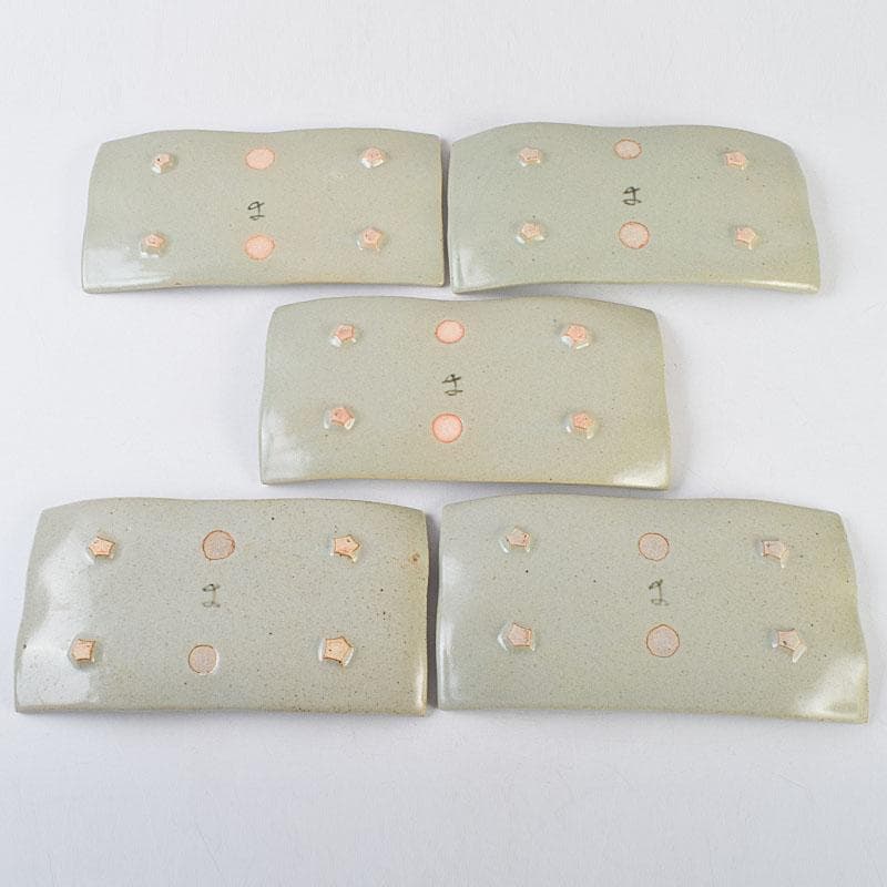 和食器　九谷焼　中村梅山作　色絵　絵変わり　銘々皿　五客　共箱　V　R9601