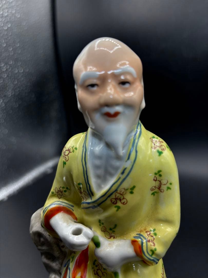 中国美術 古玩 色絵陶人形 陶器人形 高さ約23cm 置物 オブジェ 古董品