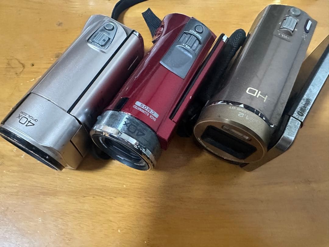 HDビデオカメラ シルバー レッド ブラウン 3台セット