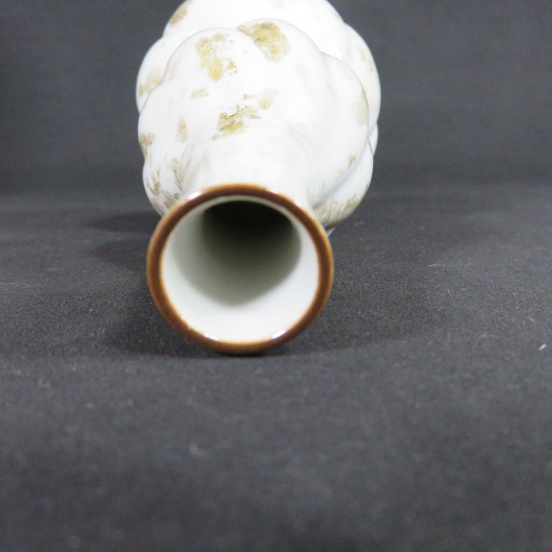 花入 白姿絵寺泊 叶松谷 散瓢形 在銘 木箱 共箱 金 豪華