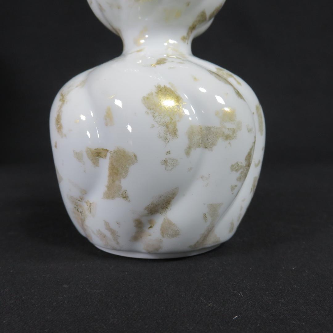 花入 白姿絵寺泊 叶松谷 散瓢形 在銘 木箱 共箱 金 豪華