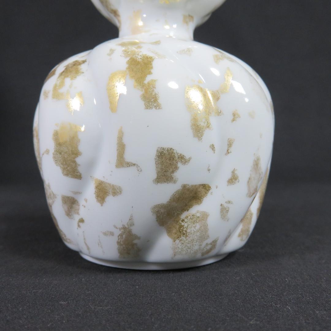 花入 白姿絵寺泊 叶松谷 散瓢形 在銘 木箱 共箱 金 豪華