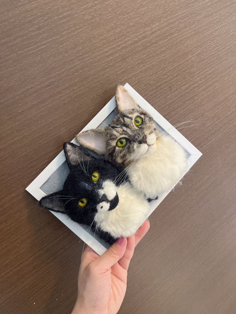 羊毛フェルト　うちの子オーダー　猫　フレーム