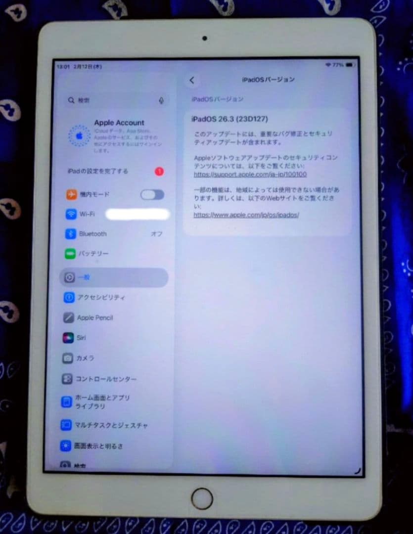 J*e様 【ジャンク】 iPad 第8世代 バッテリー交換必要 OS ver.2
