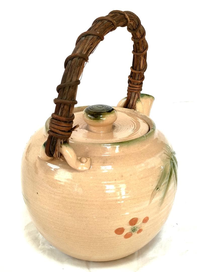 陶器 急須 梅・笹・松葉 レトロ Ae-304