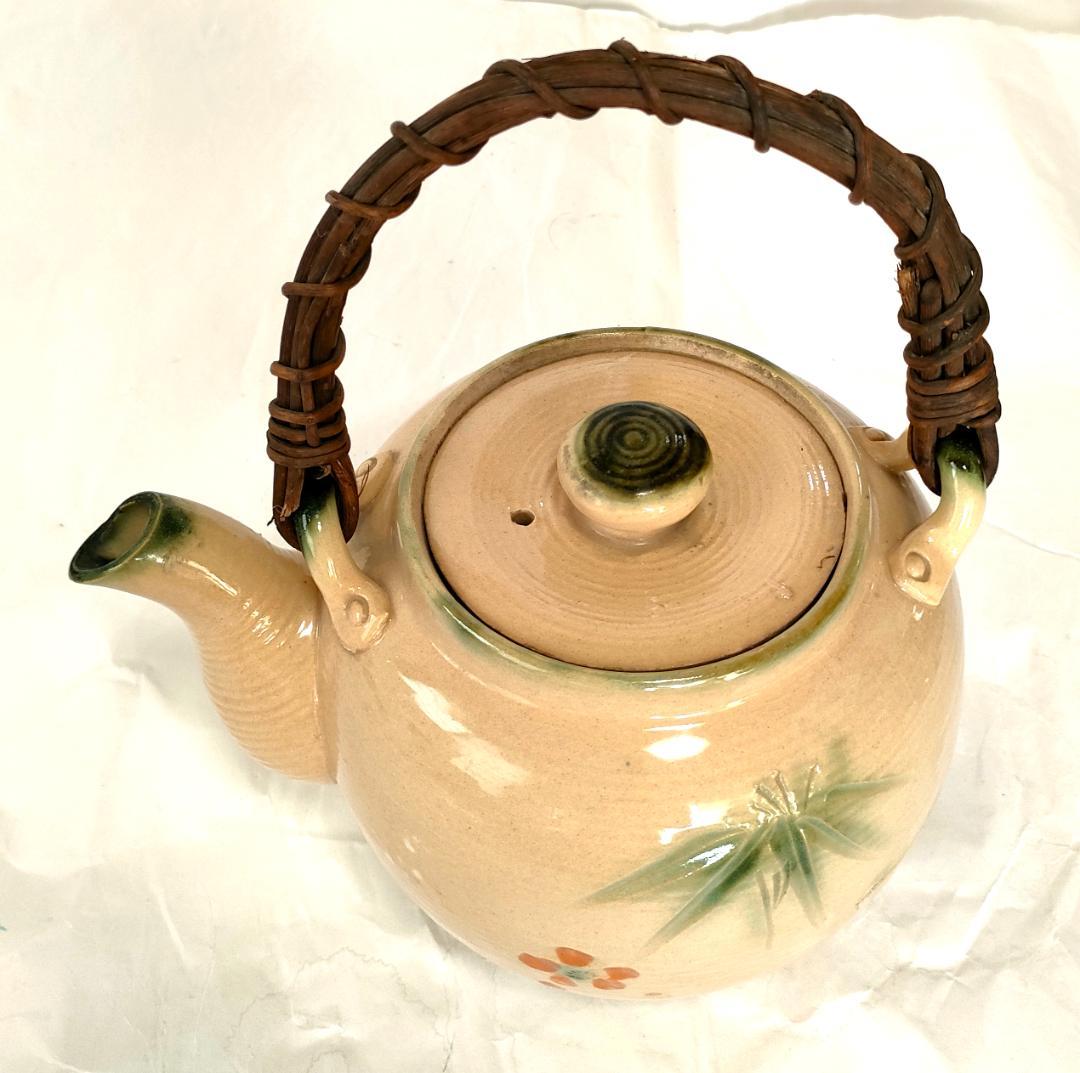 陶器 急須 梅・笹・松葉 レトロ Ae-304