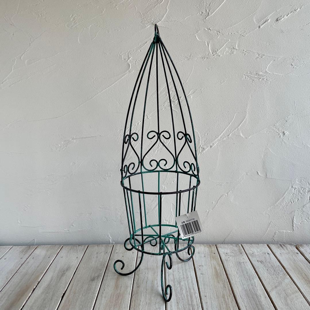 コクーン型ワイヤースタンド　大・小 ２個セット　フラワーバスケット　ガーデン雑貨