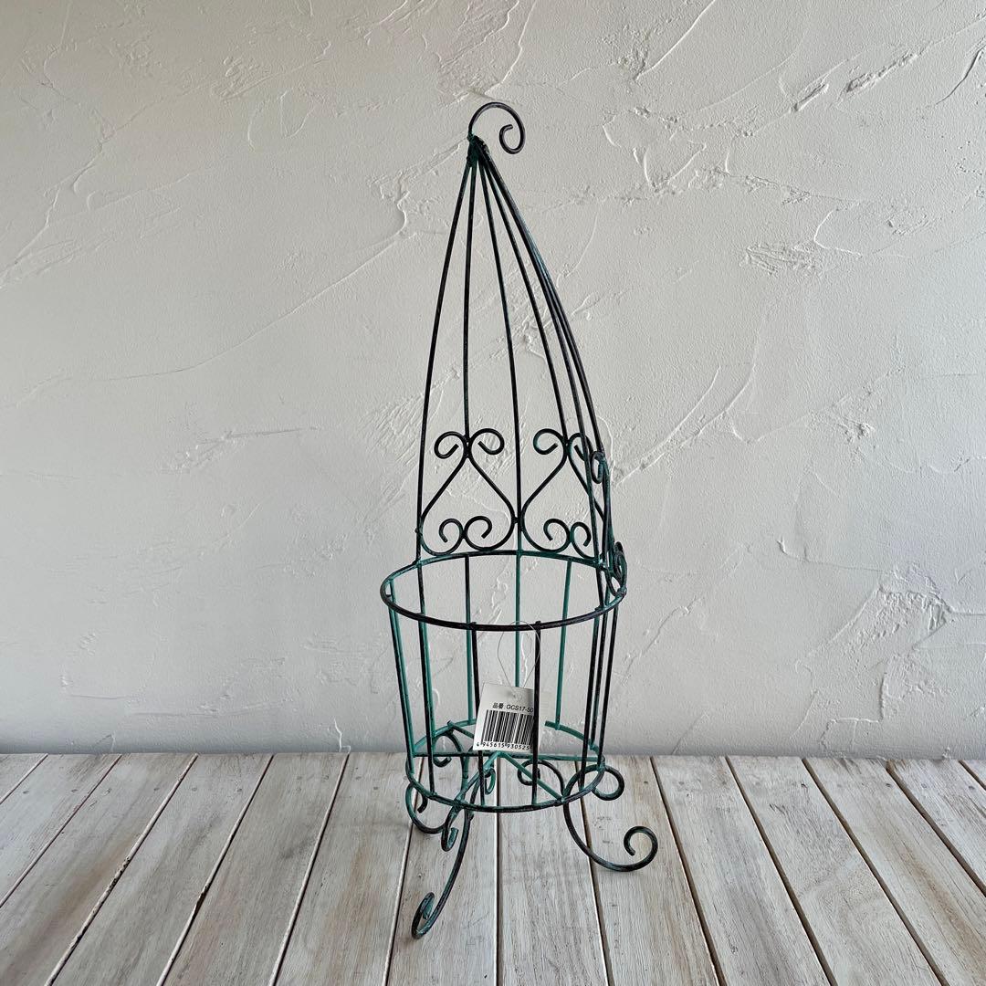 コクーン型ワイヤースタンド　大・小 ２個セット　フラワーバスケット　ガーデン雑貨