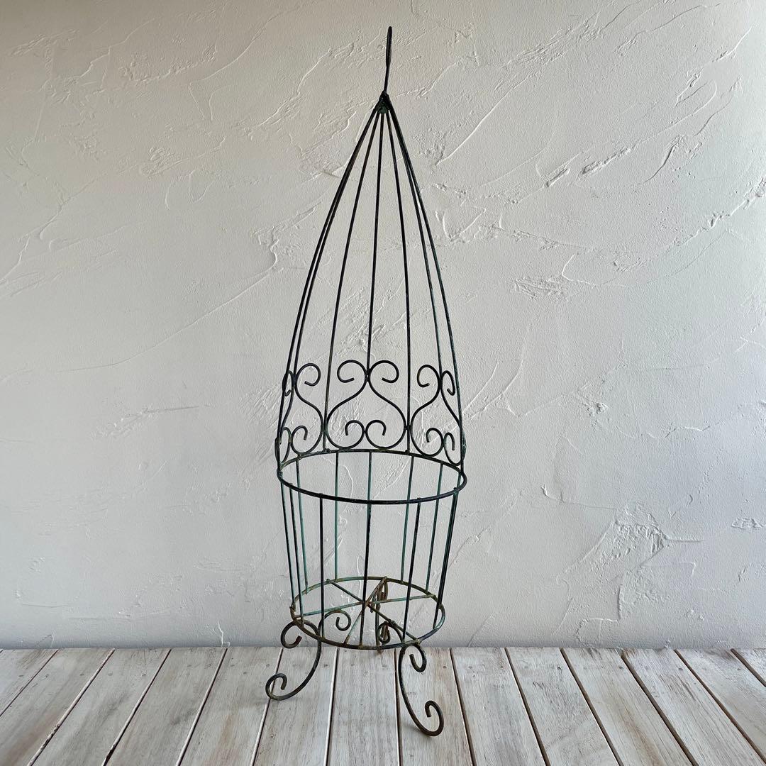 コクーン型ワイヤースタンド　大・小 ２個セット　フラワーバスケット　ガーデン雑貨
