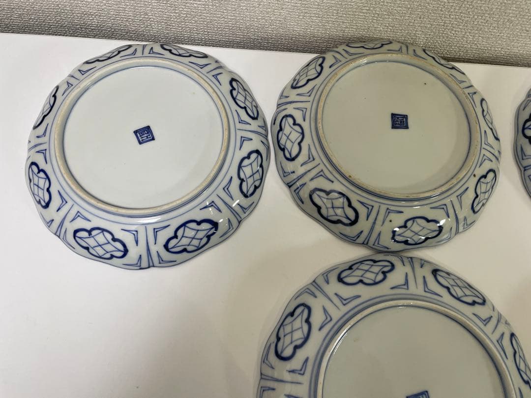 【現状品】古伊万里 金彩 色絵 染付 陶器 花柄 中皿 割烹 懐石 10枚 ②