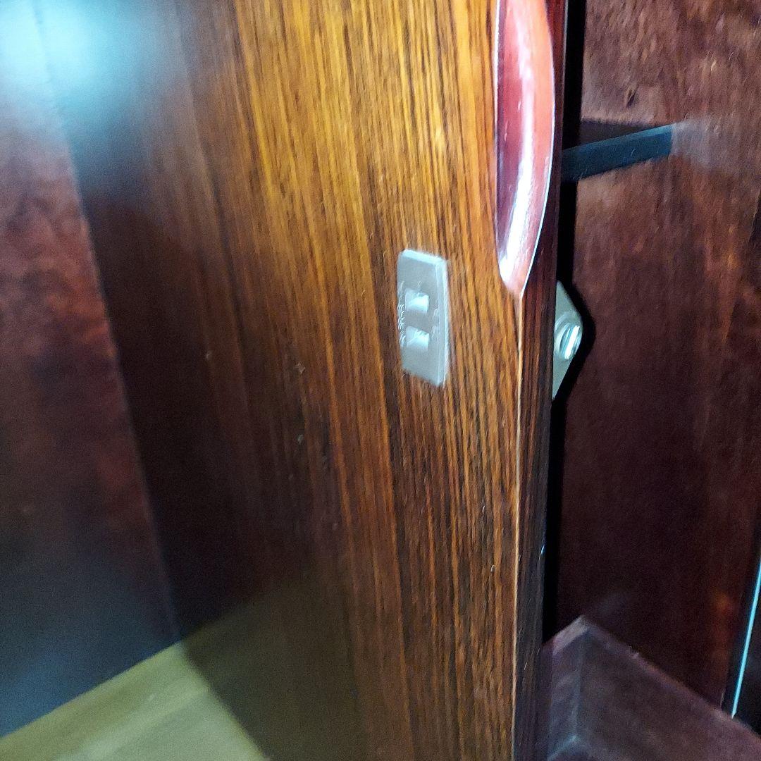 ドレッサー　鏡台　昭和レトロ　赤茶　木製　天板ガラス板はめ込み