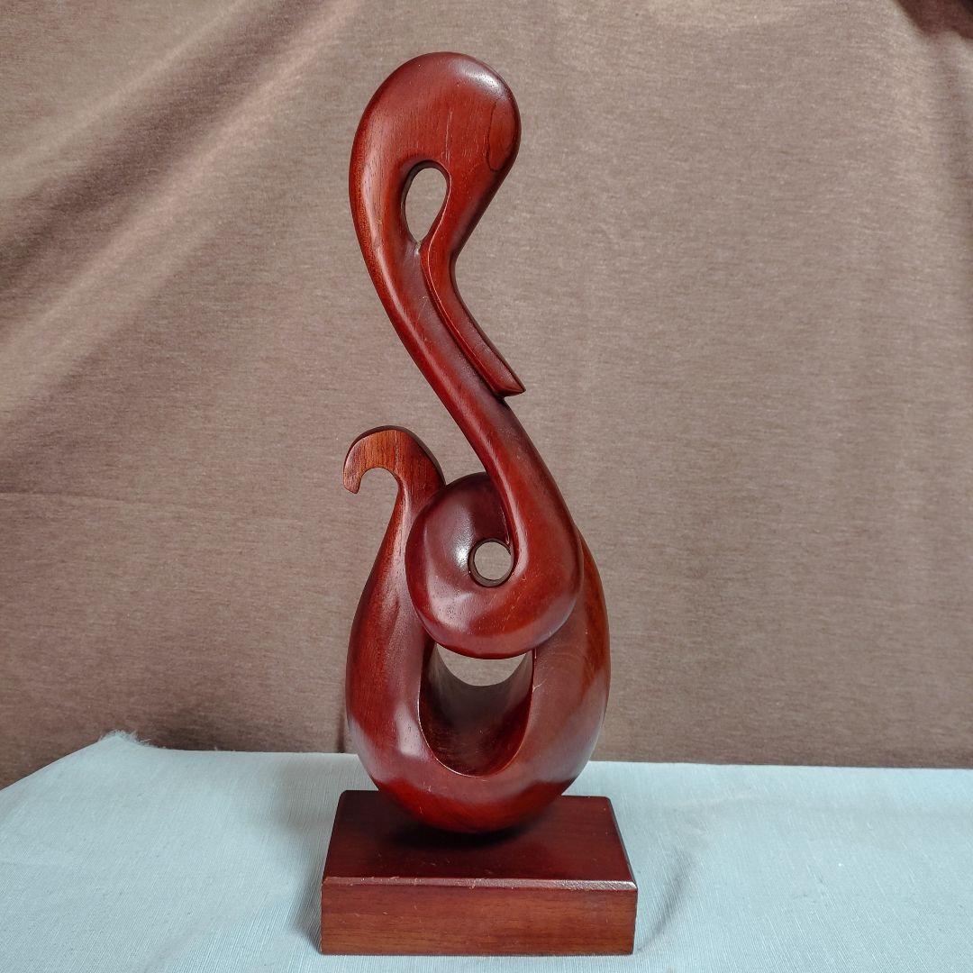 20世紀中頃作北欧木製抽象彫刻 (白鳥モチーフ?)ビンテージ置物