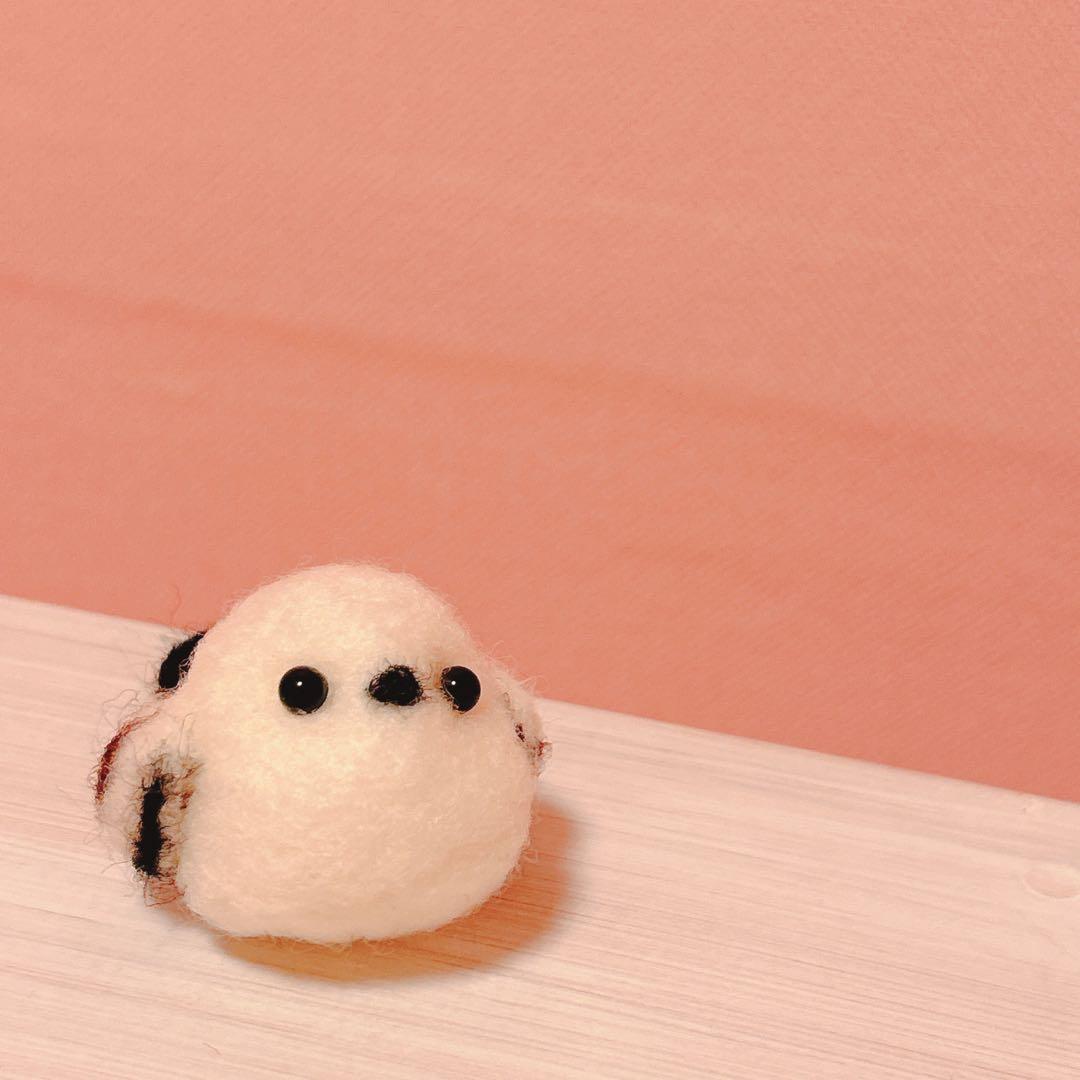 シマエナガ　マスコット　羊毛フェルト　ウールアート