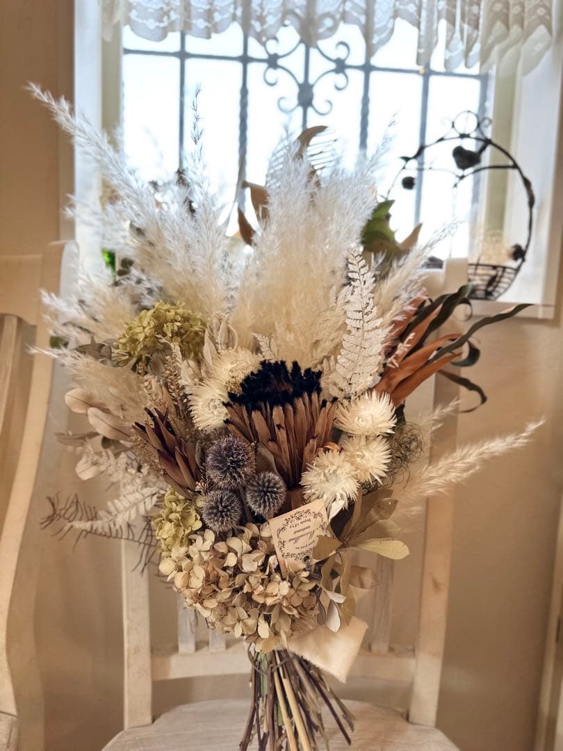 ＊プロテアとパンパスグラスのアンティークスワッグ＊　73㌢　ネイティブフラワー