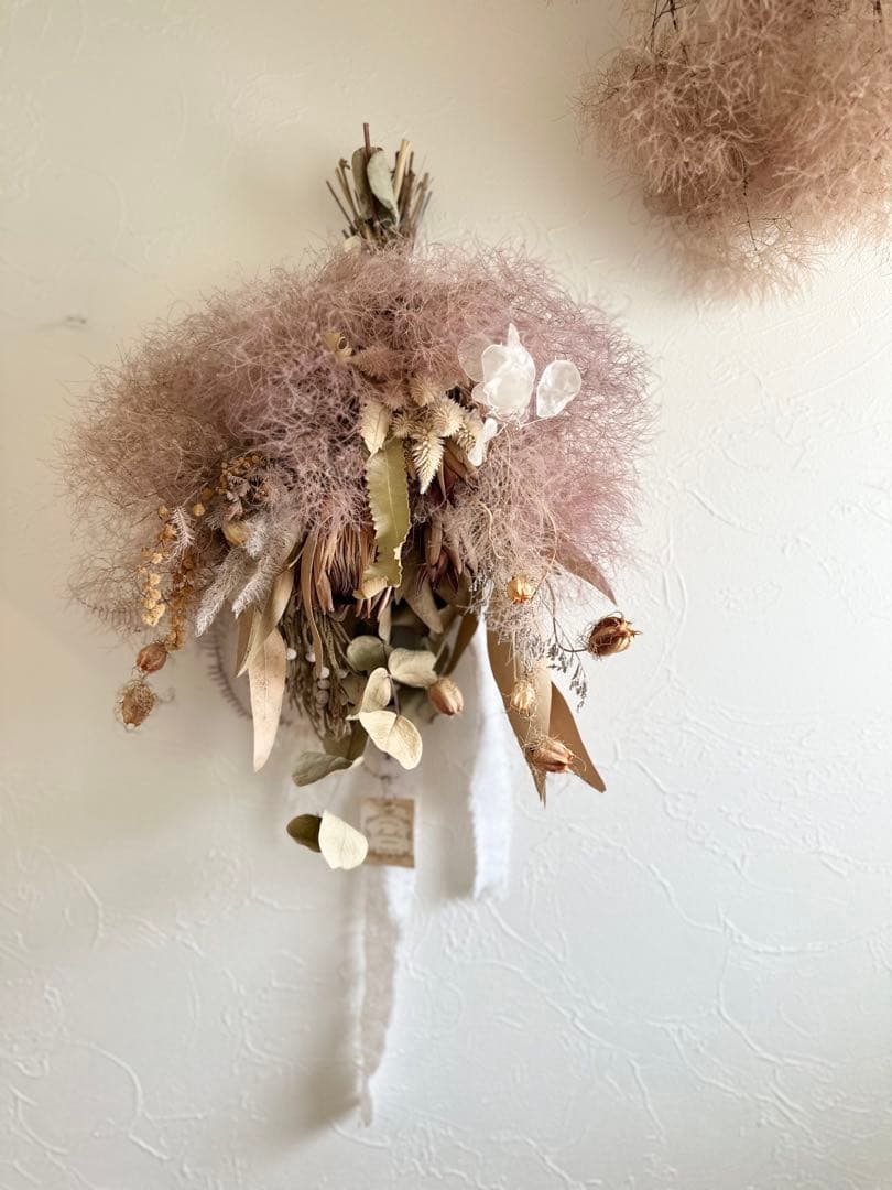 ＊プロテアとパンパスグラスのアンティークスワッグ＊　73㌢　ネイティブフラワー