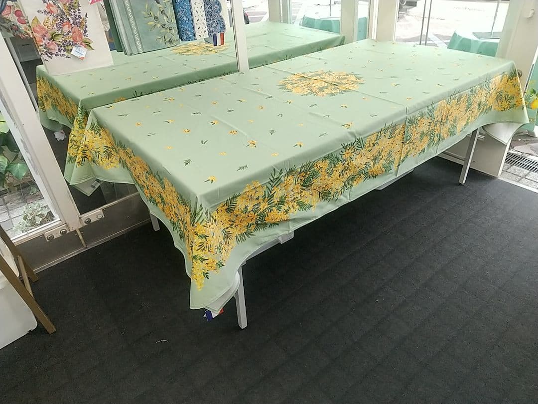 S24 南仏プロバンスプリントテーブルクロス「ミモザグリーン」