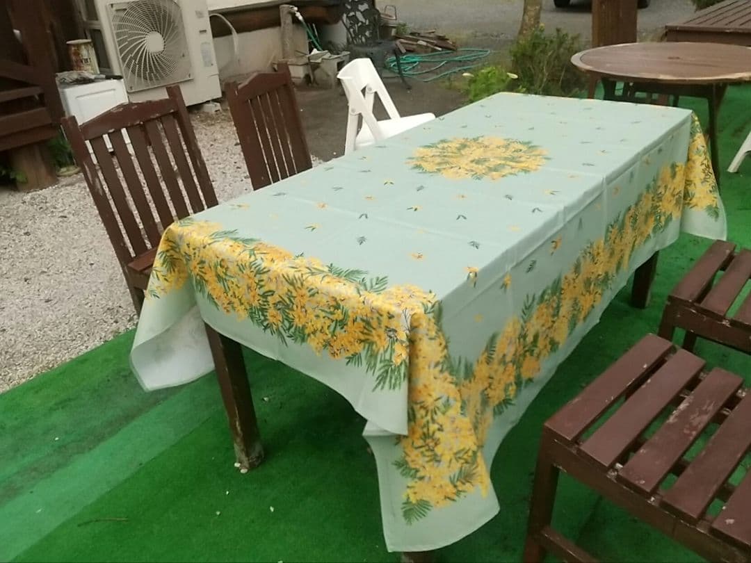 S24 南仏プロバンスプリントテーブルクロス「ミモザグリーン」