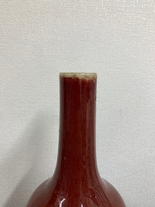 【希少品】時代物　赤珊瑚釉鈞窯花瓶　古美術