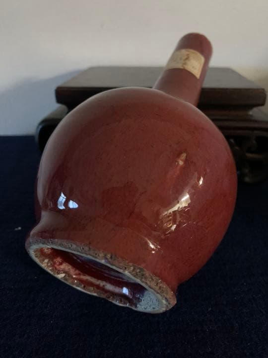 【希少品】時代物　赤珊瑚釉鈞窯花瓶　古美術