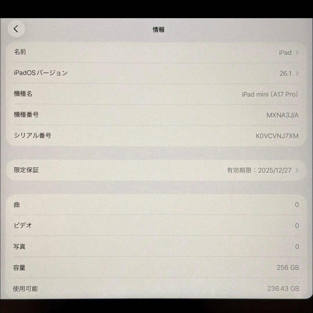 iPad mini 第7世代 256GB スペースグレイ