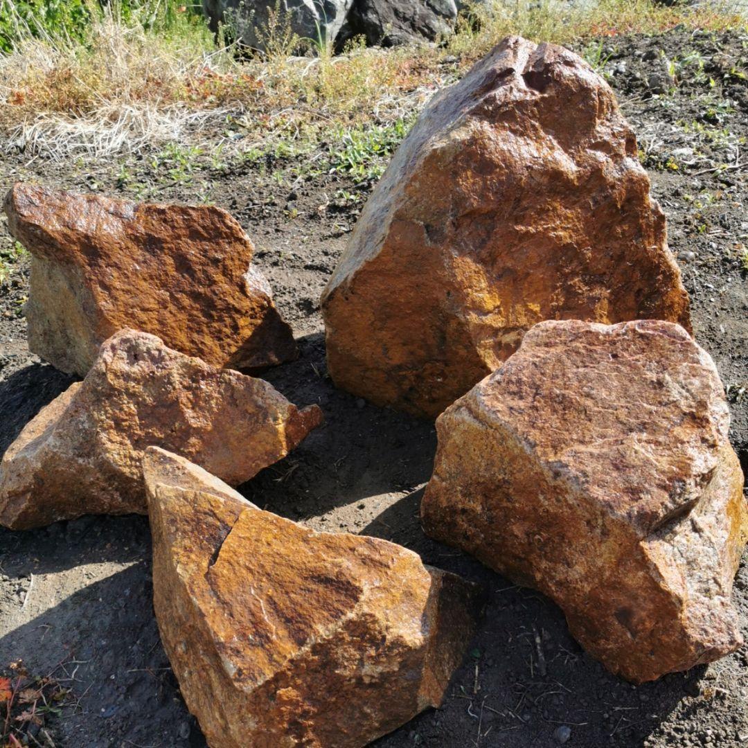 新潟産　黃華石　5石セット　庭石　石　庭　ガーデニング　置物　オブジェ