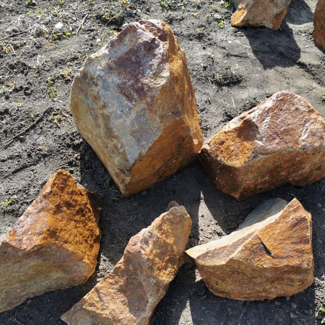 新潟産　黃華石　5石セット　庭石　石　庭　ガーデニング　置物　オブジェ