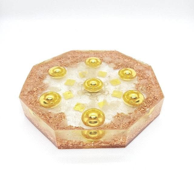 『金運七万倍 進化形オルゴナイト八角形プレート』金運アップ オルゴナイト　358