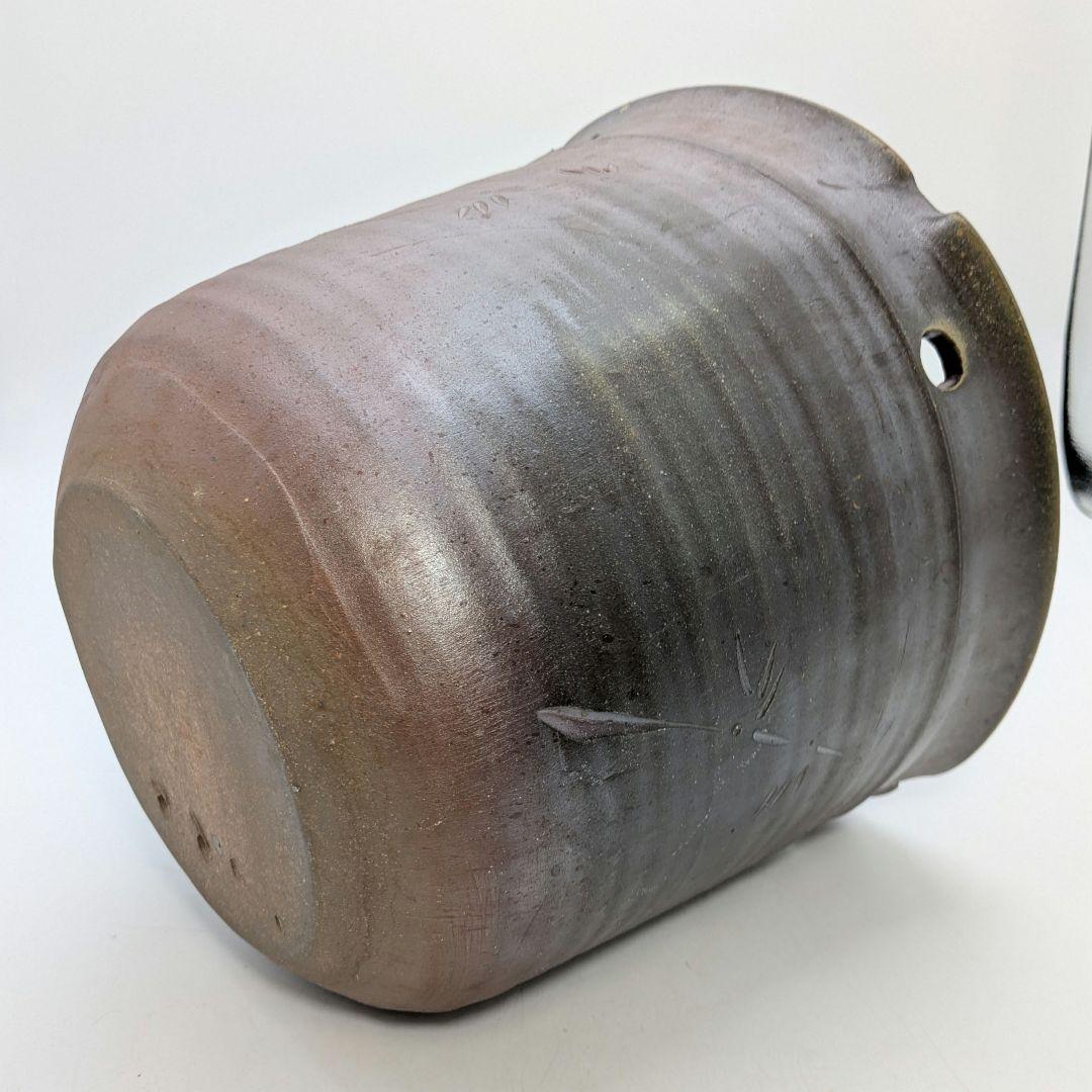 水谷清 備前焼 花器 メダカ鉢 金魚鉢 くず入れ ゴミ箱 水鉢 睡蓮鉢 華道具