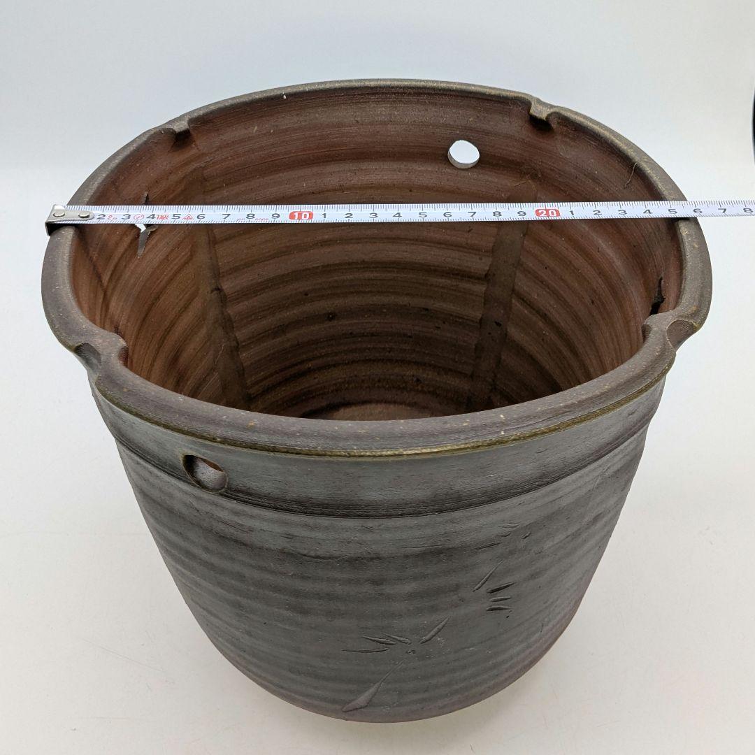 水谷清 備前焼 花器 メダカ鉢 金魚鉢 くず入れ ゴミ箱 水鉢 睡蓮鉢 華道具