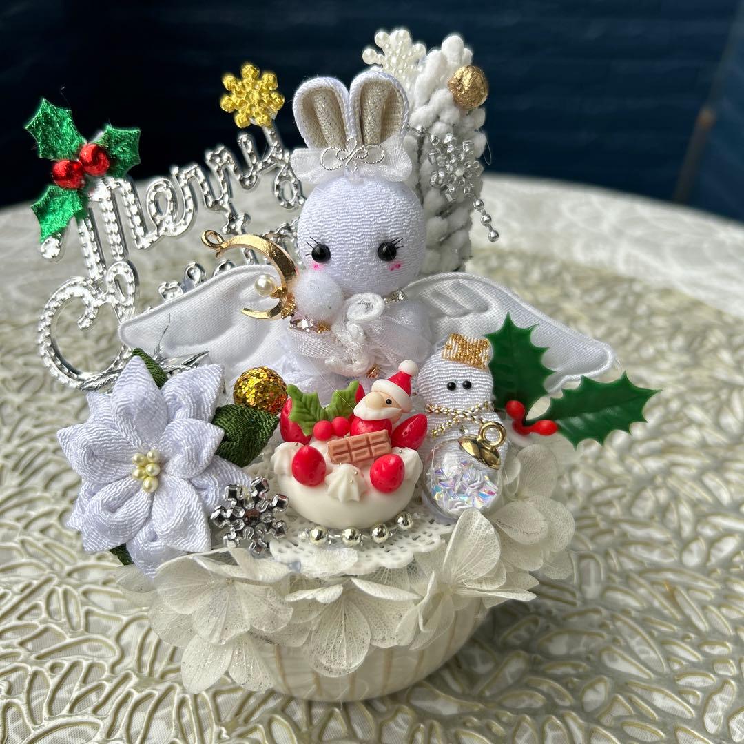ハンドメイド❣️エンゼルちゃんのホワイトクリスマス❣️クリスマスアレンジ❣️