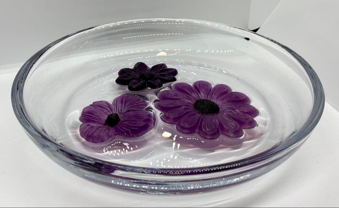 #Daum（ドーム） フランス　クリスタル フラワーモチーフ ボウル　P-3m