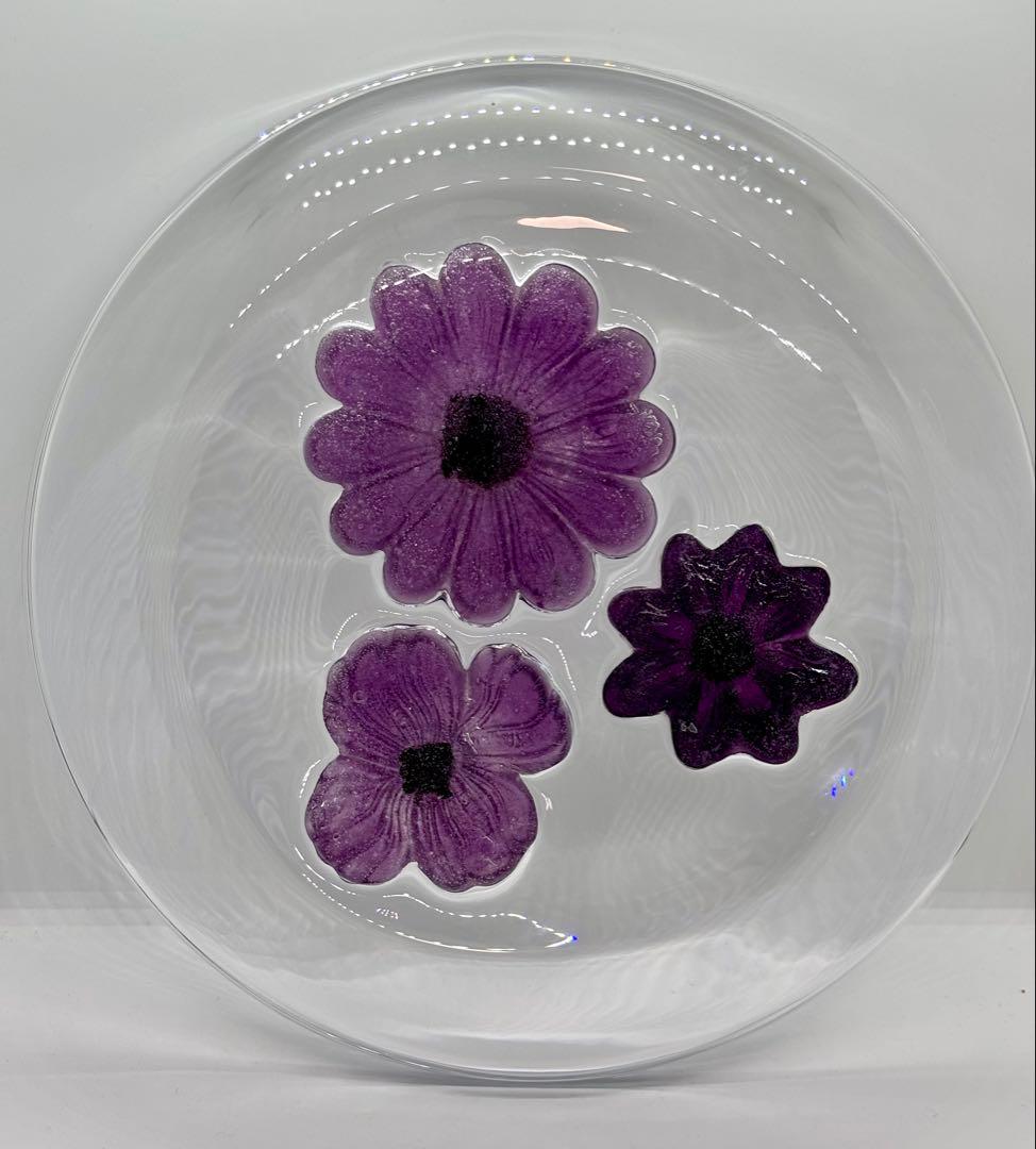 #Daum（ドーム） フランス　クリスタル フラワーモチーフ ボウル　P-3m