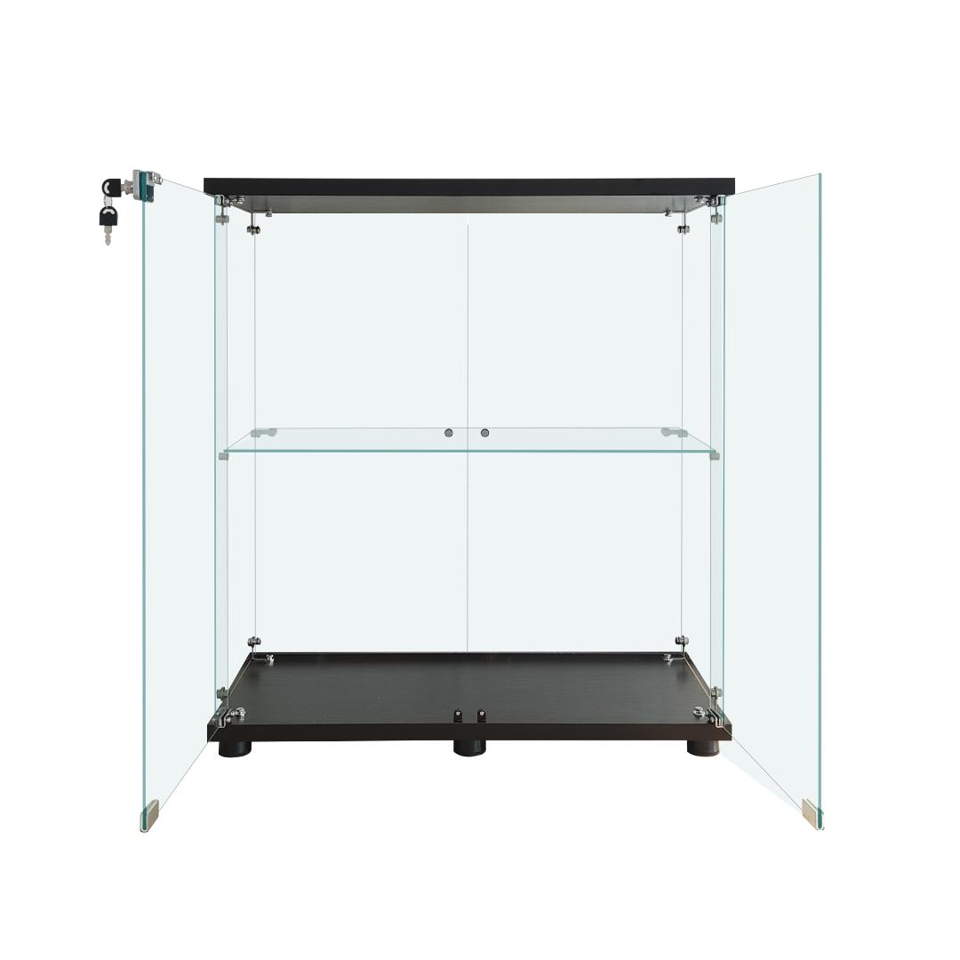 【新品】フィギュアケース 2段ワイド 棚 ブラック コレクションケース ガラス