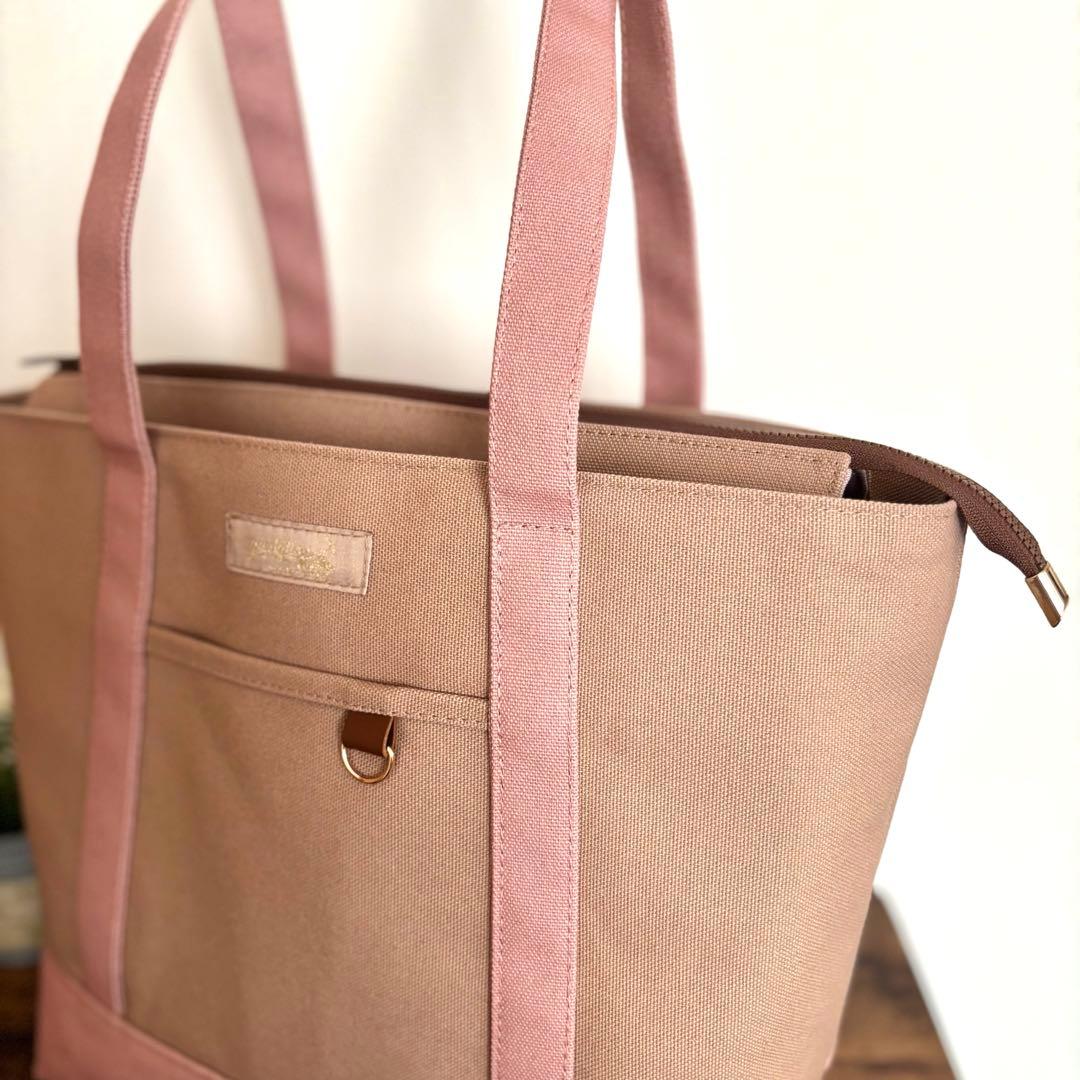 【☆n.k.d☆】あおりポケット付きトートバッグL 倉敷8号帆布　底板付き