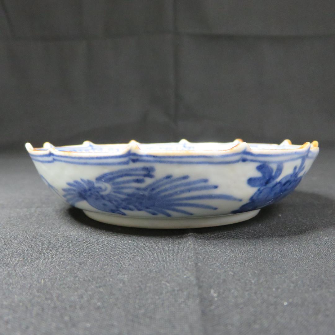 小皿 手塩皿 豆皿 染付 古伊万里 人物風景図 2枚 明治 大正 窯傷