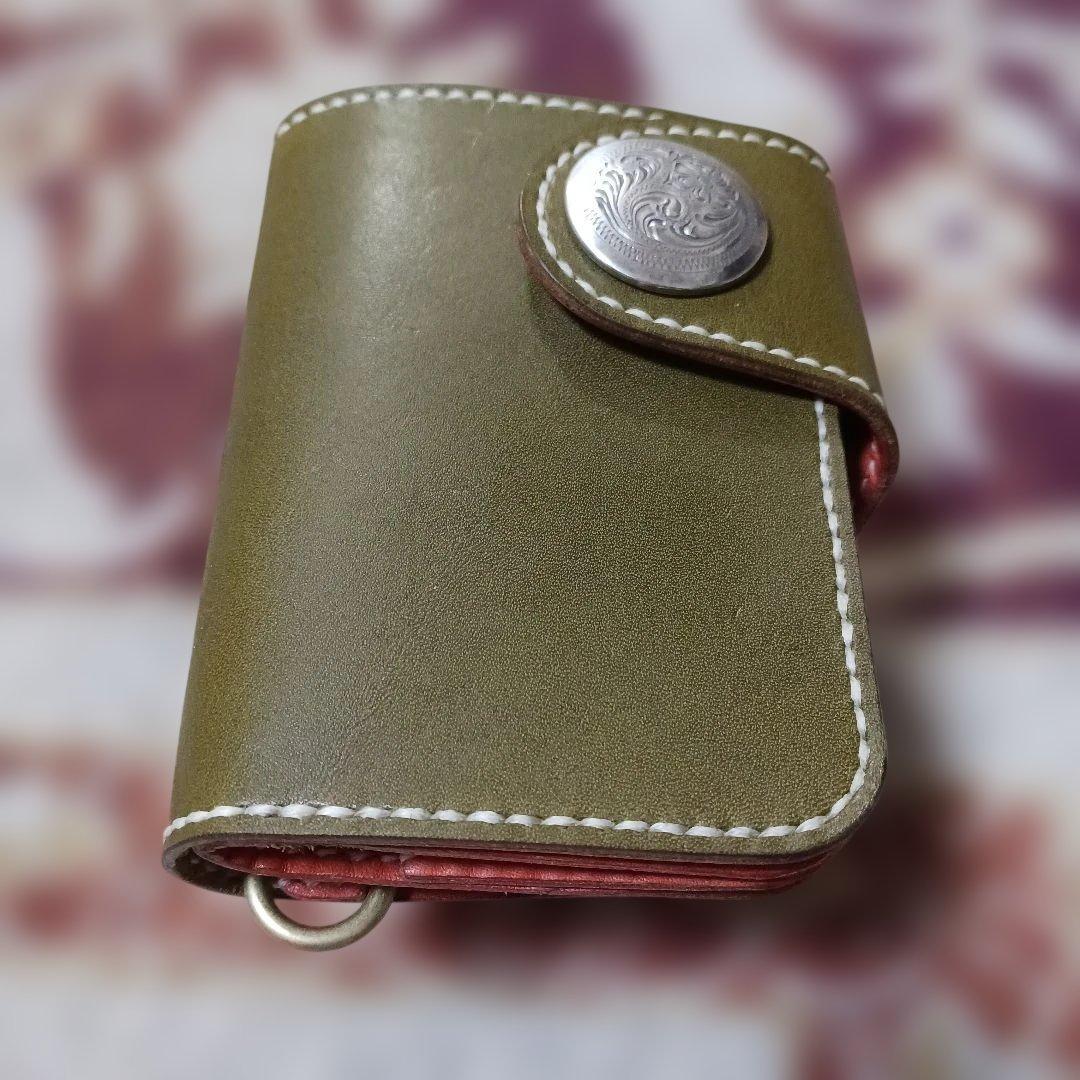 栃木レザー　プルアップグリーンショートウォレット