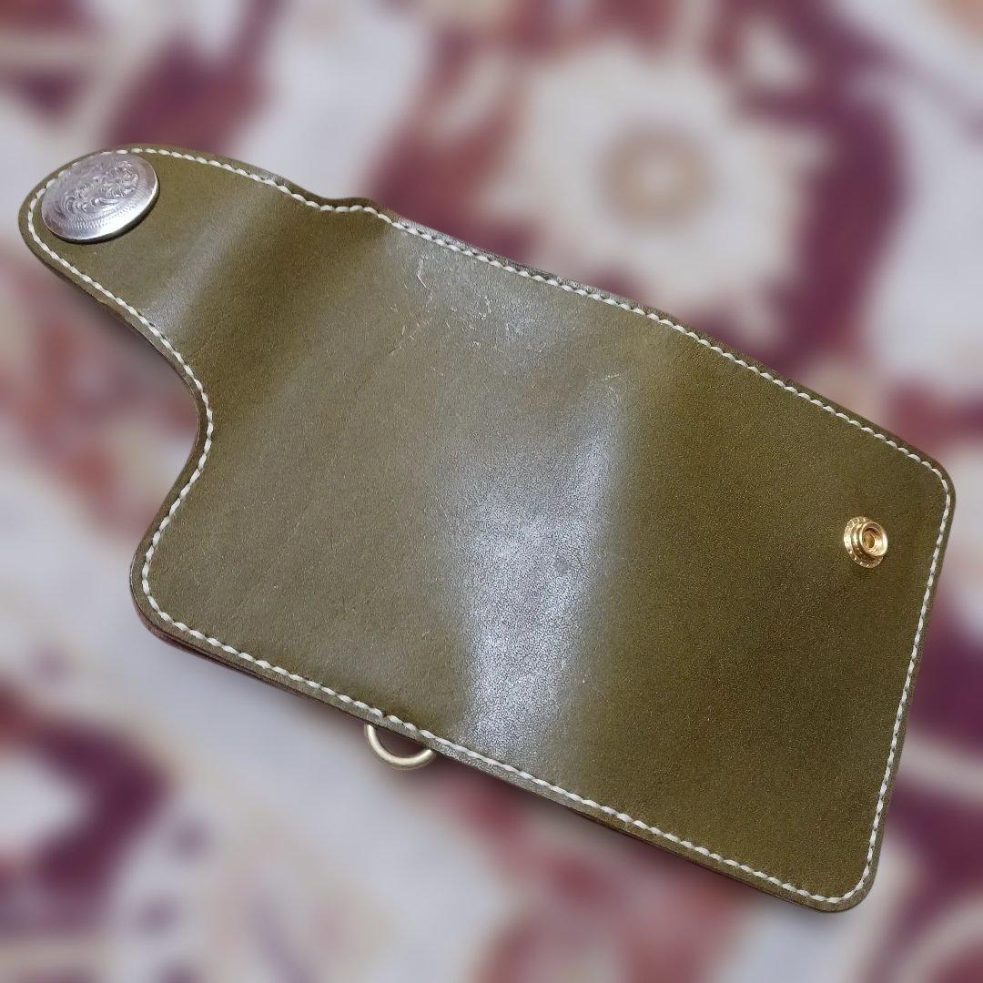 栃木レザー　プルアップグリーンショートウォレット