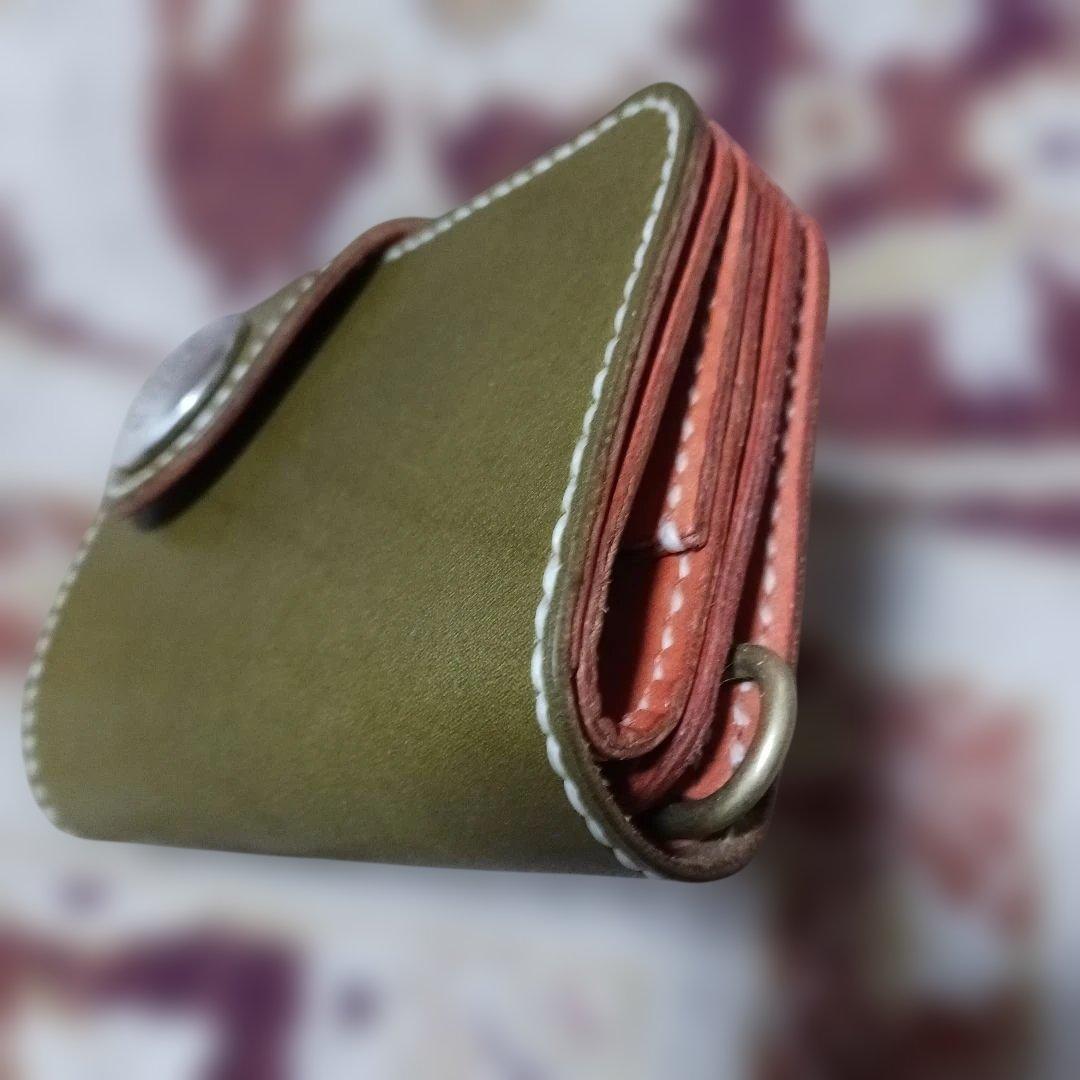 栃木レザー　プルアップグリーンショートウォレット