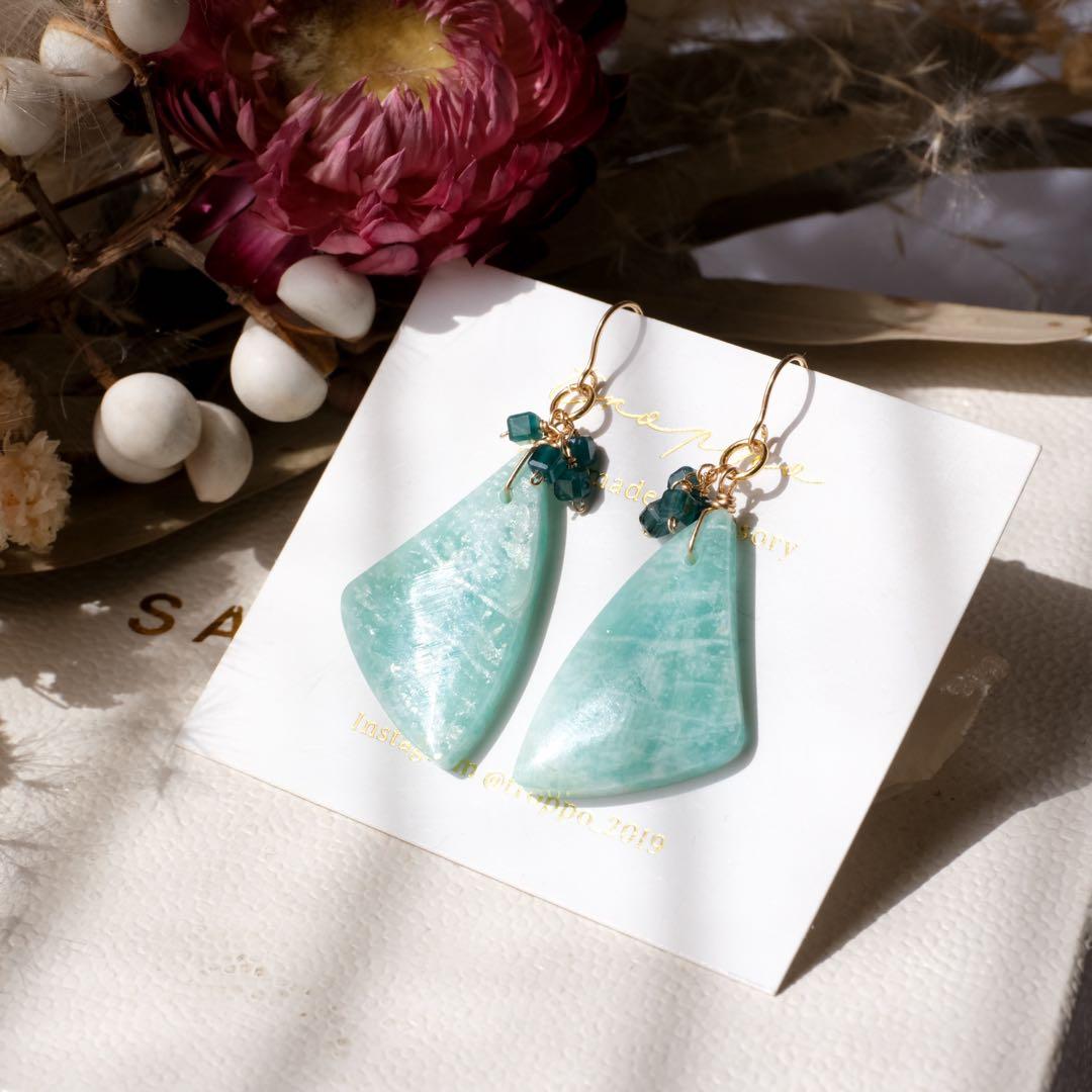 14kgfキラキラアマゾナイトピアス/イヤリング