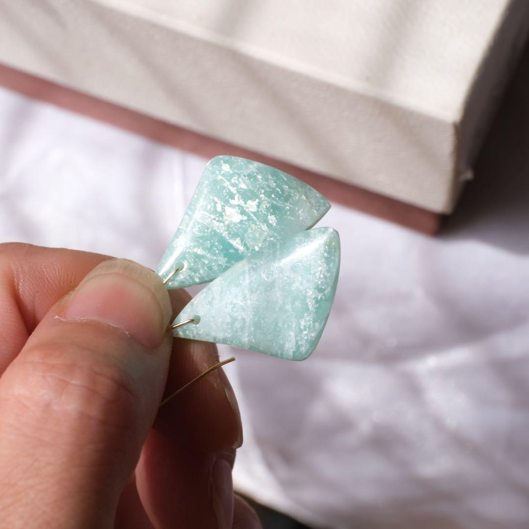 14kgfキラキラアマゾナイトピアス/イヤリング